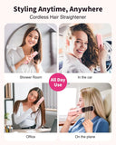 10000mAh Cordless Hair Straightener Comb Brush 5S Fast Heating for Travel - 300M Negative Ions