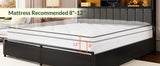 King Bed Frame with 6 Storage Drawers And Linen Upholstered Headboard