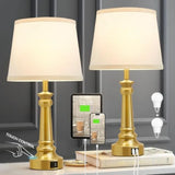 Touch Lamps for Nightstand Set of 2 - Gold Table Lamp for Bedroom