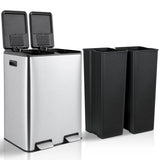 60L/16 Gal Dual Trash Can Stainless Steel Step Garbage Can