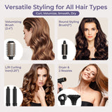 6-in-1 Multifunctional Hot Air Comb, Interchangeable Brush Head, Negative Ion Hair Dryer Brush and Styler, 110,000 Inorganic Electric Brush with High Speed, Frizzless Hot Air Quick Drying, Professional