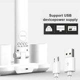 LED Clock Table Lamp USB Chargeable Dimmable Desk Lamp 2 Heads