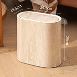 Faux Wood Grain Trash Can Slim Lid Large Capacity Bin For Bathroom Narrow Spaces Living