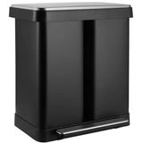 AOOU 16 Gallon Dual Trash Can, 60L(2x30L) Stainless Steel Kitchen Garbage Can