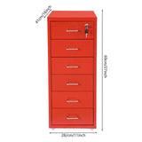 6-Drawers Mobile File Cabinet With Lock 4* Wheels Steel Vertical  Filing Cabinet Office Cabinet