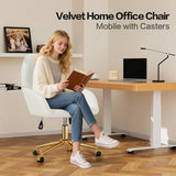Home Office Desk Chair Comfy with Adjustable Swivel Wheels, Modern Velvet Makeup