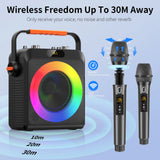 FanFun Bluetooth Karaoke Speaker, Wireless Portable Speaker with 2 Microphone