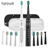 Fairywill Sonic Electric Toothbrush FW-D7 set USB Charge Toothbrushes case for Adult with tooth brush Heads