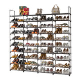 10 Tiers Shoe Rack with Hooks PP Support Sheets, Sturdy Anti-rust Shoe Shel