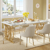 Dining Table, 63" Large Kitchen Table for 4-6 People, Unique Rectangular Dinner Table