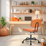 JHK Armless Office Desk Chair Back Lumbar Support Height Adjustable PU Leather Computer Chair