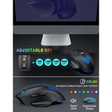 Keyboard and Mouse Backlits, Wrist Rest, LED Mouse, Rechargeable Ergonomic Keyboard with Phone Holder