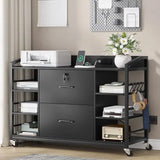 44" File Cabinet, Filing Cabinet fits Legal/Letter Size, 2 Drawer File Cabinets for Home Office with Lock, Power Strip