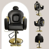 Reclining Barber Salon Chair 360°Swivel Barber Chair with Heavy Duty Hydraulic Pump for Spa Shampoo Hair