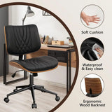 Office Chair with Wheels, Adjustable Height, Leather Swivel Chair for Desk,