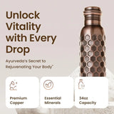 100% Copper Water Bottle 34 Oz Antique Black - Leak-Proof, Temperature Retention