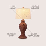 31" Table Lamp for Living Room w/ Gray Linen Drum Shade