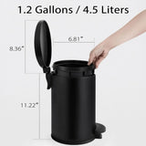 TIPGO 1.2 Gallon Small Trash Can with Lid 4.5L Mini Step Bin Stainless Steel