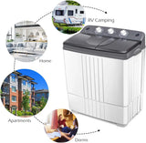 Gray & White Compact Portable Washing Machine for Apartment, RV with 20lbs Capacity,
