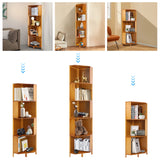 Corner Bamboo Bookcase,3/4/5 Tiers Brown A-Shaped Freestanding Display Bookshelf