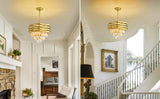 Modern Crystal Chandelier Gold Round for Dining Room for Living Room Entryway