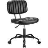 JHK Armless Office Desk Chair Back Lumbar Support Height Adjustable PU Leather Computer Chair