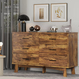 Rustic Farmhouse 6-Drawer Double Dresser, Dresser for Bedroom