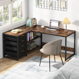 Tribesigns L Shaped Computer Desk with Storage Drawers, 59 inch Corner Desk
