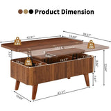 3-in-1 Coffee Table Converts to Dining Table, Walnut Oval Wooden Table