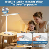 360° Adjustable LED Desk Lamp with USB Charging, 5 Brightness Settings