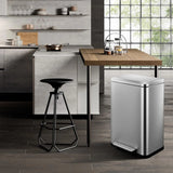 Kitchen Trash Can, Stainless Steel 50 Liter / 13 Gallon Garbage Can, Rectangular Steel