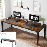 Computer Desk, 200 x 60 x 82 cm, Double Long Desk with 2 Drawers, Office Table, Work Table