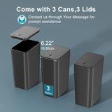 3 Pack 10 L/2.6 Gal Bathroom Trash Can with Lid, Small Kitchen Trash Bin with Press