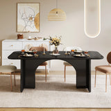 Tribesigns Modern White Dining Table for 4-6 People, 63" Large Rectangle Kitchen Table with Arch Design Legs,