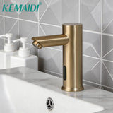 KEMAIDI Touchless Automatic Sensor Bathroom Faucet Brushed Gold Vessel Sink Tap Hands-Free Smart