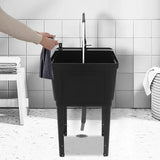 Freestanding Laundry Tub Utility Wash Sink w/ Faucet & Soap Dispenser