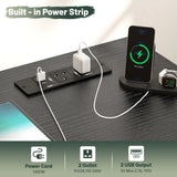 EnHomee L Shaped Computer Desk with LED Lights & Power Outlet Reversible Corner Desk with 3 Drawers & Monitor Stand Gaming Desk