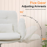 TCGBKAF White Criss Cross Chair with Adjustable Arms Chenille Swivel Vanity Chair with Side Pockets Ergonomic Cross Legged Office Chair with Wheels Adjustable Height Computer Desk Chair