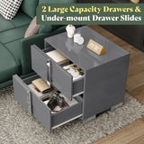Nightstand Set of 2, Modern End Table with Drawers, High Gloss UV Finish