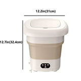 Portable mini washing machine for baby and pet clothes, 9L capacity, foldable round body