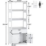 Freestanding Tall Kitchen Pantry Cabinet with Shelves, Drawers, and Microwave Space