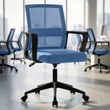 SUKIDA Mid-Back Upholstery Mesh Office Chair Black Height-Adjustable Armrests Executiv