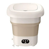 Portable mini washing machine for baby and pet clothes, 9L capacity, foldable round body