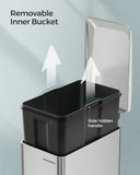 Slim Trash Can, 13-Gallon Garbage Can For Narrow Spaces With Soft-Close Lid