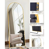 Wall Mounted Hanging or Leaning Arched Top Full Body Mirror for Bedroom