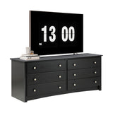 JHK 59IN Wood 6 Dresser Drawers Cabinet for Living Room Stable Structure