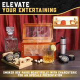 Old Fashioned Whiskey Smoker Box Kit With Dual View, Magnetic Clasp, Glass Smoker Top & Bamboo Tray For Bourbon Whiskey