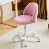 VINGLI White Modern Velvet Vanity Chair with Back - Silent Wheels Stylish Comfortable