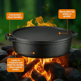 6.8 Quart Cast Iron Skillet with Reversible Grill Griddle Lid - 3-in-1 Black Round Cast Iron