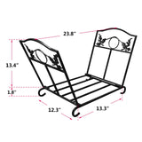 Black Indoor Outdoor Fireplace Stand Firewood Holder Folding Log Storage Rack